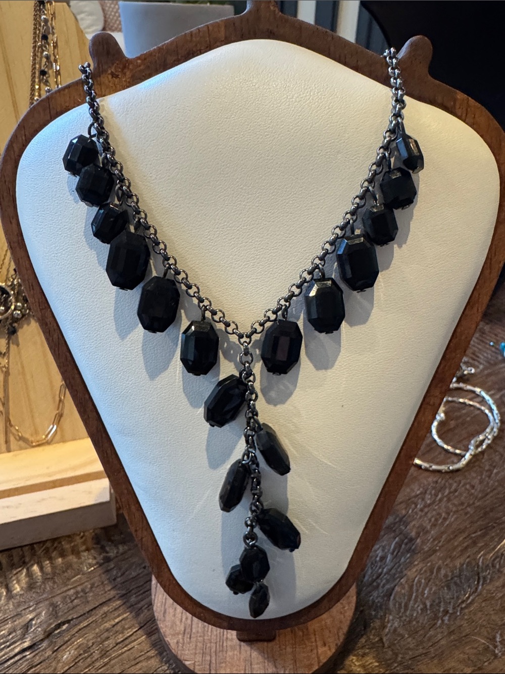 Vintage Kenneth Cole Black Faceted Drop Necklace - Women Jewelry
